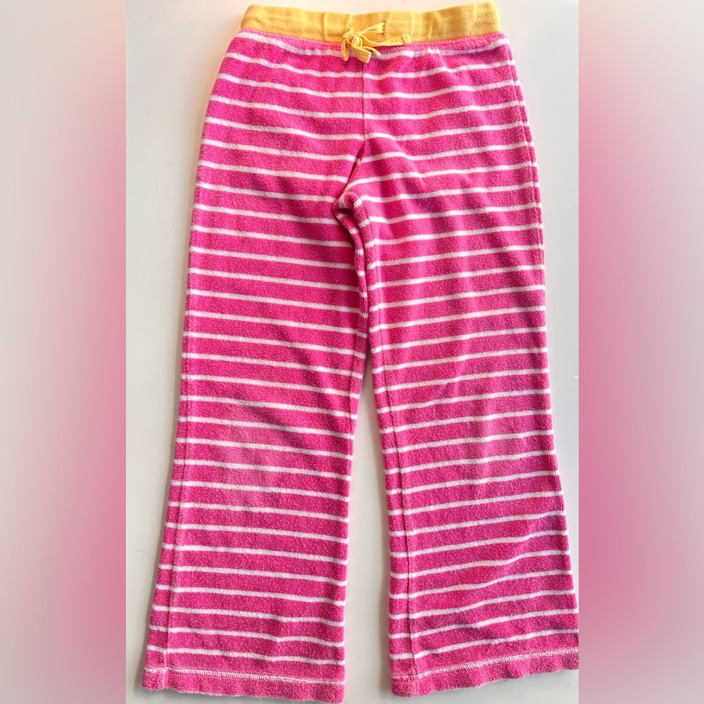 Mini Boden Toweling Pants Pink Stripes 8